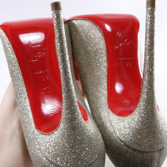 Pigalle Follies 100mm Ivory Champagne Gold Glitter Evening Pumps d121 - Picture 12 of 12